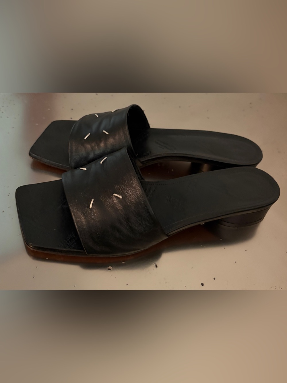Maison Margiela Stitch Leather Sandal in Black size 40 - Picture 2 of 7